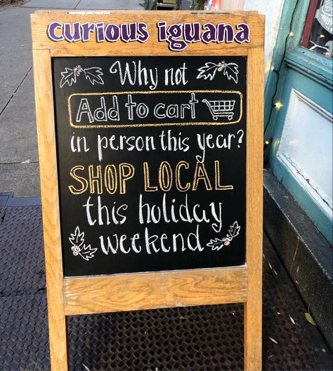 Shop Small Chalkboard Signs, Funny Store Signs Business, Bookstore Chalkboard Signs, Bookstore Window Displays, Shop Signs Ideas, Boutique Signs Ideas Store Fronts, Bookshop Ideas, Boutique Signs, Sidewalk Chalkboard Sign