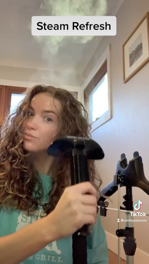 goingnaturallycurly on Instagram: Steam Refresh 💨💧 Quick and easy (besides dragging the giant steamer out of my closet but we’re working with what we’ve got here lol)… Hair Steaming, Hair Steamers, Steam Showers, Curly Hair Styles Naturally, Naturally Curly, My Closet, Wavy Hair, Curly Hair, Steam