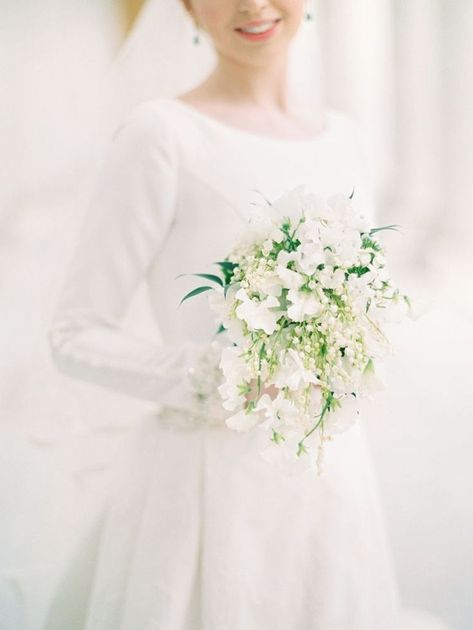 Lily Of The Valley Bridal Bouquet, Lily Of The Valley Wedding Bouquet, Lily Of The Valley Bouquet, Regal Style, Summer Wedding Bouquets, Wedding Gowns With Sleeves, Classic Brides, White Wedding Bouquets, White Wedding Flowers