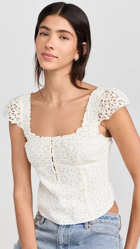 Women's Tops | Shopbop Lisa Marie Fernandez, Feminine Top, Raquel Allegra, Black Halo, Free People Clothing, Rachel Comey, Flutter Sleeves, Free Clothes, Women's Tops