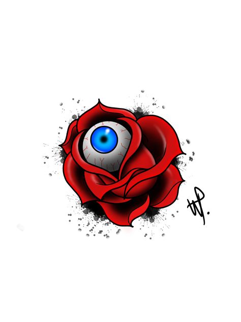 Drawed by PLWY ✍️  custom drawing on demand => Plowy.wesley@hotmail.com  #tattoo #tattoos #sketch #draw #rose #rosetattoo #eyeball  #horror #love #colors #neotrad #neotraditional  #Traditional #newschool Neo Trad Rose, Eyeball Horror, Trad Rose, Rose Tats, Deep Meaningful Tattoos, Draw Rose, Colored Tattoo, Drawing Rose, Cool Tattoo Drawings