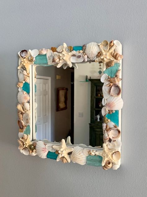 OceanInspiredDesign - Etsy Beachy Room Decor, Beach Room Decor, Surf Room, Mirror Tile, Seashell Mirror, Ocean Room, Interior Mirror, Beachy Room, Shell Mirror