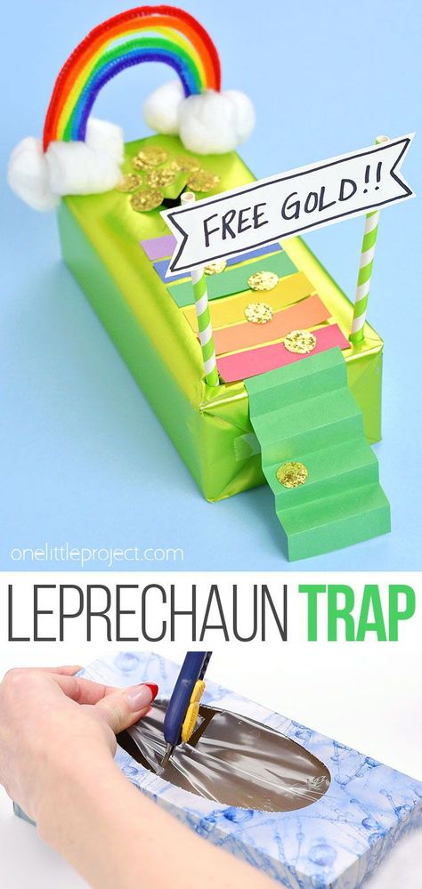 It's SO FUN and easy to make a leprechaun trap! This creative St. Patrick's Day craft for kids, made with an empty tissue box, is SO FUN for the classroom or home. Those mischievous creatures won't be able to resist the gold coins at the end of the rainbow! How To Make A Lepercon Trap, Leprechaun Trap Easy Diy, Leprechaun Trap Ideas Easy, Leprechaun Traps Ideas For Toddlers, Rainbow Leprechaun Trap, Cute Leprechaun Traps, Leprechaun Trap For Preschoolers, Tissue Box Leprechaun Trap, Leprechaun Trap Tissue Box For Kids