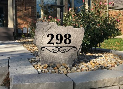 Address Stone, Personalized Garden Stones, Address Marker, House Entry, Engraved Stone, Landscaping With Boulders, Stone Sign, House Address Sign, Landscape Stone