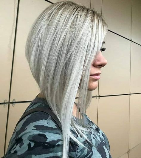 15 Trendy Short in Back Longer in Front Hairstyles for Women Blonde Highlights Bob Haircut, Blonde Inverted Bob, Blonde Highlights Bob, Angled Bob Haircuts, Angled Bob Hairstyles, Inverted Bob Hairstyles, Blonde Bob Hairstyles, Bob Hairstyles For Thick, Bob Hairstyles With Bangs