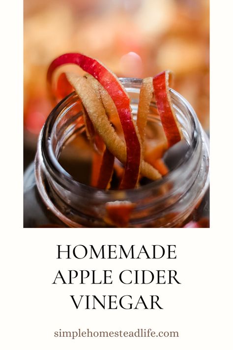 Learn how easy it is to make Homemade Apple Cider Vinegar using your apple scraps. It takes a few simple ingredients and time and you can make your very own apple cider vinegar. Making Apple Cider Vinegar From Scraps, Home Made Apple Cider Vinegar Recipe, Apple Cider Vinger, Apple Scraps, Homemade Apple Cider Vinegar, Apple Cider Vinegar Uses, Canning Apples, Making Apple Pie, Apple Cider Vinegar Recipes