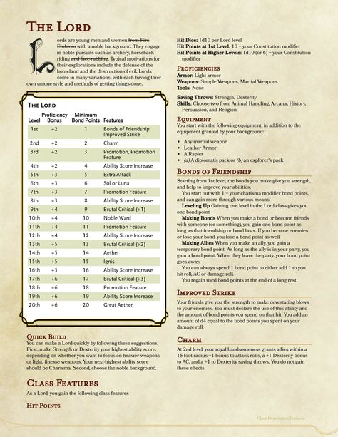 The Lord Class Homebrew 5e, 5e Classes, Dnd Encounters, Dm Tips, Homebrew Classes, Dm Tools, Dungeons And Dragons Rules, Fantasy Locations, Dnd Inspiration