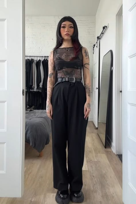 Lesbian Nightclub Outfit, Going Out Goth Outfits, Queer Date Night Outfit, Aries Wardrobe, Mother Mother Concert Outfit, Gay Bar Outfit Women, Cocktail Date Outfit, Going Out Bar Outfits, Queer Club Outfits