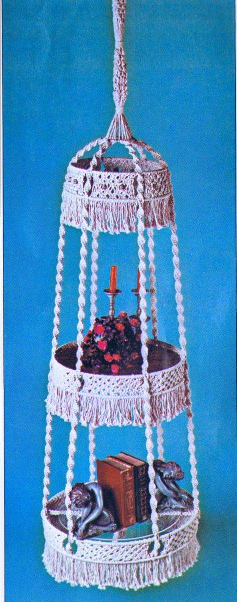 Vintage Macrame Pattern: 70s Hanging What-Not Table - Digital PDF  Pattern Macrame Hanging Table, Vintage Macrame Patterns, 1950s Patterns, Womens Knitting Patterns, Vintage Crochet Patterns, Hanging Table, Macrame Hanging, Diy Macrame, Table Vintage