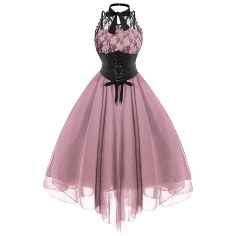 Pink Goth Dress, Halloween Outfits Ideas, Dresses For Halloween, Women 70s, 70's Dress, Costume Masquerade, Pink Goth, Black Halloween Dress, 80s Prom