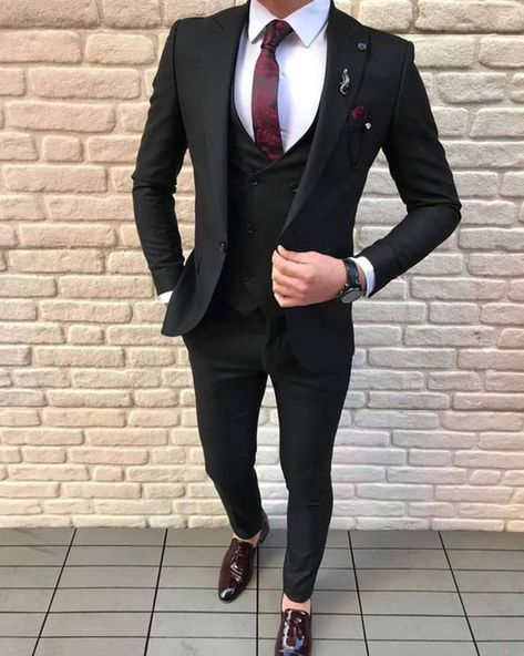 Wedding Suits Men Black, Men Suits Black, Suits Men Slim, Terno Slim, Stylish Mens Suits, Black Suit Wedding, Mens Fashion Blazer, Suits Men, Dress Suits For Men