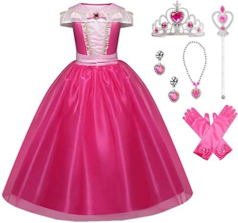 Princess Aurora Costume, Halloween Party Birthday, Princess Halloween Costume, Princess Dress Kids, Fancy Dress Up, Princess Dress Up, Disney Princess Dresses, Long Red Dress, Girls Dress Up