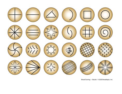 How to Score Dough | Breadtopia Scoring Patterns For Bread, How To Decorate Sourdough Bread, Score Bread Patterns, Sourdough Bread Patterns, Boule Scoring Patterns, Sourdough Boule Scoring Patterns, Sourdough Boule Scoring, Sourdough Bread Art, Sourdough Bread Scoring Patterns