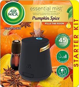 Air Wick Essential Mist Starter Kit (Diffuser + Refill), Pumpkin Spice, Fall scent, Fall spray, Essential Oils Diffuser, Air Freshener Fall Scents Essential Oils, Essential Oils Diffuser, Mist Diffuser, Air Wick, Essential Oil Scents, Room Fragrances, Scented Oils, Fall Scents, Orange Essential Oil