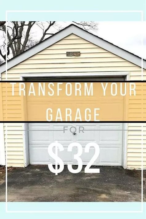 Dramatically transform your garage door—in just 2 hours and on a budget. garage | diy garage | diy home decor | garage door | makoever | garage makeover Garage Diy, Garage Door Makeover, Diy Garage Door, Faux Window, Garage Door Repair, Garage Makeover, Work Bench, Door Repair, Diy Makeover