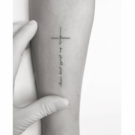 Cross And Quote Tattoos, This Too Shall Pass Back Tattoo, Cross Quote Tattoo, Tattoos This Too Shall Pass Symbol, Cross Verse Tattoo, This Shall Too Pass Quote Tattoo, This Shall Pass Tattoo, God Word Tattoo, Cross Words Tattoo