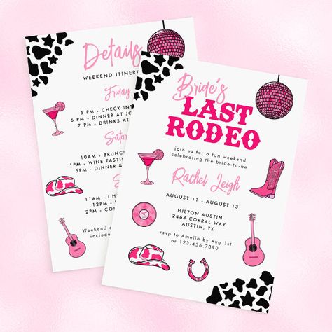 Cowgirl Disco Last Rodeo Bachelorette Invitation Disco Cowgirl Boots, Bachelorette Card, Last Rodeo Bachelorette, Cowgirl Disco, Rodeo Bachelorette, Itinerary Invitation, Digital Invitations Design, Cowgirl Design, Fun Invitation