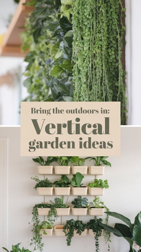 Give your indoor space a refreshing twist with vertical gardens! Discover clever ways to use walls, shelves, and hanging planters for a lush green display. Perfect for city living or anyone wanting an indoor garden. #HomeInspo #IndoorGarden #VerticalPlants Wall Garden Ideas Indoor, Living Wall Indoor Diy, Indoor Vertical Garden Wall, Wall Planter Ideas, Wall Garden Ideas, Gardens For Small Spaces, Indoor Gardening Diy, Living Wall Ideas, Indoor Garden Design