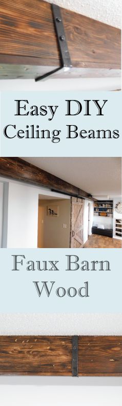 Get the barn wood look for a fraction of the price and effort. Learn how to install these hollow faux beams, and find more DIY's at LeahandJoe.com Barn Wood Ceiling, Wood Ceiling Beams, Faux Ceiling Beams, Farmhouse Living Room Furniture, Faux Wood Beams, Faux Beams, Wood Beam Ceiling, Diy Ceiling, Wood Ceiling