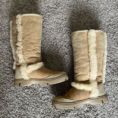 UGG Tan Sunburst Tall Boots Size 6 Tall Boots, Ugg Shoes, Ugg Boots, Me Too Shoes, Rain Boots, Rubber Sole, Size 6, Women Shoes, Cream