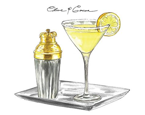 Lemon Drop Martini Lemon Drop Martini Tattoo, Lemon Drop Drink, 21 Sign, Art Igcse, Cocktails Drawing, Lemon Drop Shots, Lemon Martini, Juice Ice Cubes, Martini Ingredients