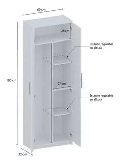 Escobero De 2 Puertas 060 Ancho Centro Estant Dis3 | Mercado Libre Argentina Laundry Room Storage Cabinet, Storing Cleaning Supplies, Cleaning Closet Organization, Utility Room Storage, Baby Room Closet, Utility Closet, Dressing Room Decor, Cleaning Supplies Organization, Laundry Room Layouts