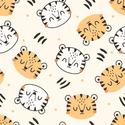 Aop Print, Tiger Kids, Background Cartoon, Baby Boy T Shirt, Cute Tiger, Animal Doodles, Kids Vector, Cute Tigers, Animal Baby