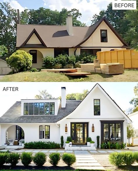 Remodling Homes, 60s House Exterior, House Exterior Makeover, 60s House, Exterior House Siding, Lake Houses Exterior, House Makeovers, Exterior House Remodel, Bungalow Renovation