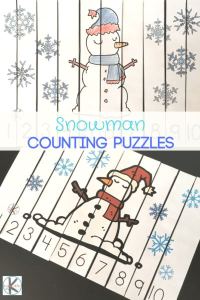 Snowman Counting Preschool, Winter Preschool Math Activities, Snowman Activities Preschool, Snowman Puzzle, Snowman Printables, Puzzle Kindergarten, Snowman Math, January Preschool, Math Activities For Toddlers