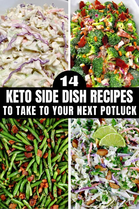 Not sure what to take to your next potluck?  No worries, these Keto sides are just what you are looking for.  Made with all healthy ingredients and loaded with great flavor, even the pickiest eaters will absolutely love these low carb sides! Keto Side Dish, Cauliflower Potatoes Salad, Carb Sides, Southern Greens, Potluck Side Dishes, Bacon Cauliflower, Keto Sides, Shrimp Salad Recipes, Green Beans With Bacon