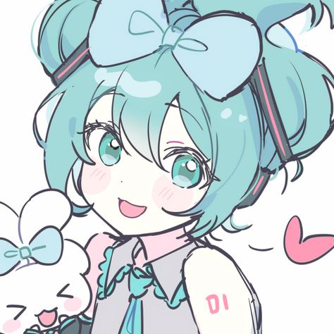 Miku Hatsune Chibi, Cute Drawlings, Miku Hatsune Vocaloid, Vocaloid Characters, Profil Anime, Cute Doodle Art, Cute Art Styles, Cute Chibi, Anime Couples Drawings