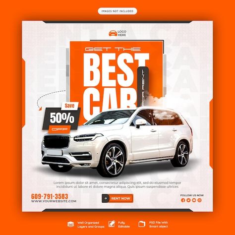 Car rental and automotive social media b... | Free Psd #Freepik #freepsd #car-promotion #car-post #banner-car #car-template Car Social Media Post, Automotive Social Media, Car Post, Car Template, Car Banner, Creative Banners, Rental Car, Social Media Banner, Instagram Post Template