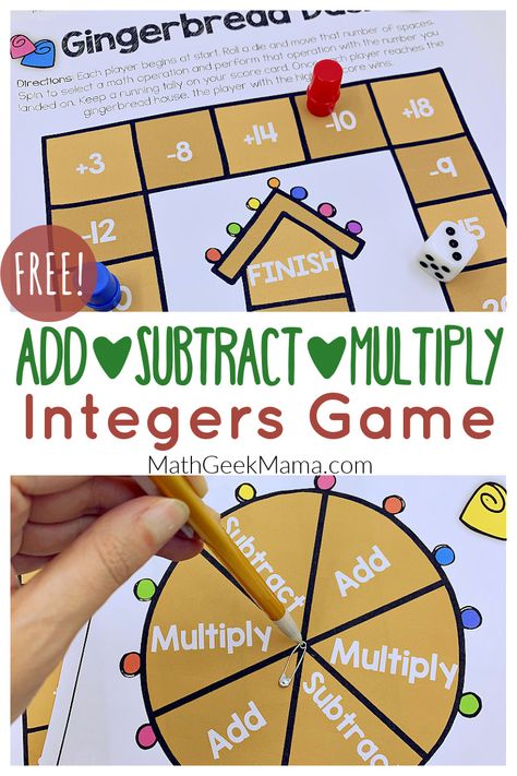 Integers Games Middle School, Adding And Subtracting Integers Activity, Math Game Project Ideas, Math Board Games Middle School, Diy Math Board Games, Math Board Games Diy Project, Integers 7th Grade Math, Maths Project Ideas, Math Display