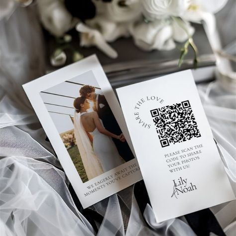 Modern Wedding Photo Share The Love QR Code Enclosure Card Love Qr Code, Wedding Social Media, Simple Minimalist Wedding, Wedding Photo Sharing, Modern Wedding Reception, Wedding Social, Wedding Enclosure Cards, Free Birthday Invitations, Free Birthday Invitation Templates