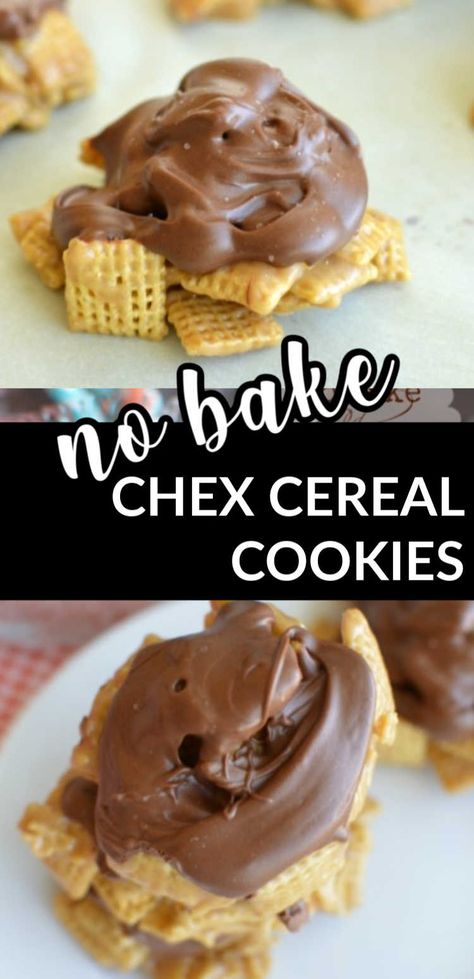 Chocolate Chip Recipes Easy No Bake, No Bake Chex Cookies, Chex Cookies, Corn Cereal, Easy No Bake Cookies, Cereal Cookies, No Bake Cookie, Rice Chex, Dessert Bar Recipe