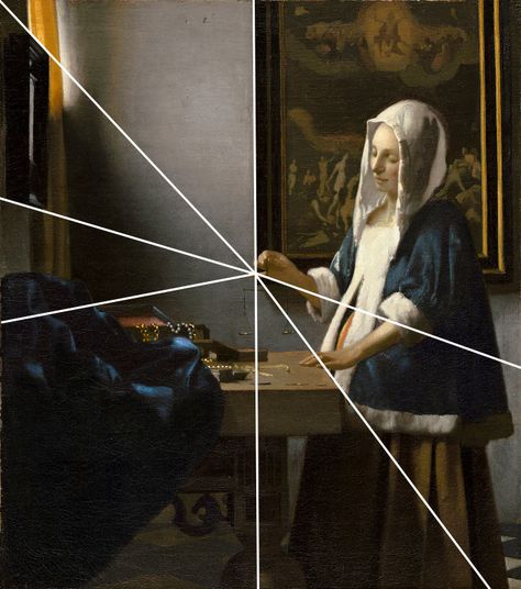 Johannes Vermeer's Woman Holding a Balance Woman Holding A Balance, Golden Ratio Art, Proportion Art, Cinematography Composition, Painting Photography, History Painting, Photo Composition, Johannes Vermeer, Foto Tips