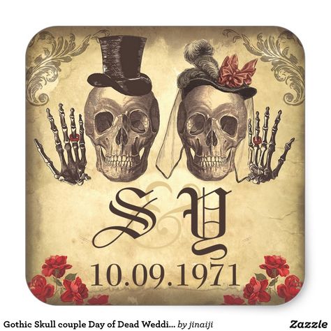 Sugar Skull Couple Tattoo, Skull Couple Tattoo, Couple Skeleton, Sabe The Date, Skull Couple, Skull Rose Tattoos, Skeleton Tattoo, Day Of Dead, Couple Tattoo