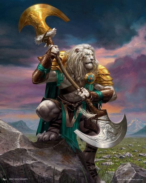 Ajani, Wise Counselor - Core 2019 Art Mtg Art, Fantasy Beasts, 다크 판타지, Dungeons And Dragons Characters, Lion Art, Mythical Creatures Art, Fantasy Warrior, Arte Fantasy, Arte Animal