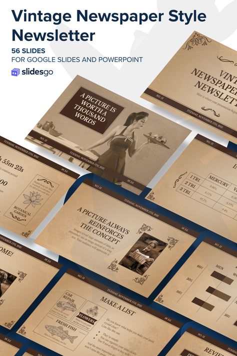 Canva Presentation Ideas Vintage, Vintage Powerpoint, Newspaper Illustration, School Powerpoint Templates, Presentation Slides Design, Vintage Template, Powerpoint Slide Designs, Slides Design, Presentation Ideas