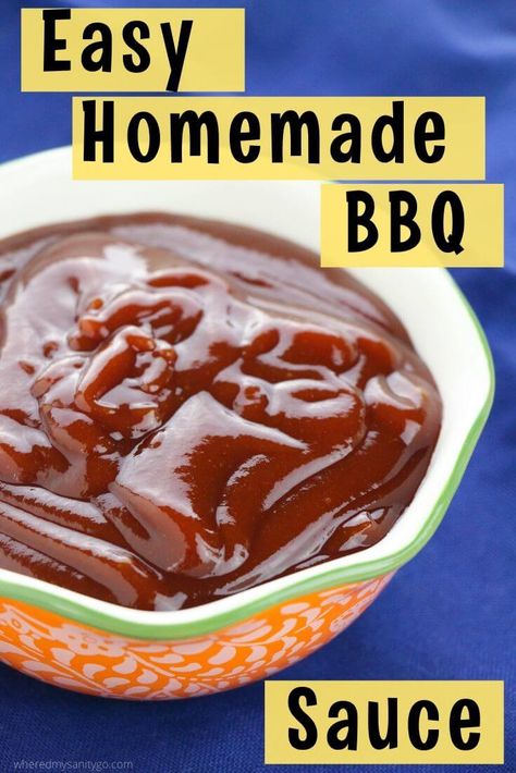 A quick and easy homemade BBQ sauce recipe with ketchup and brown sugar! #bbq #grilling #sauce #kidsinthekitchen #condiments #wheredmysanitygo Easy Homemade Bbq Sauce, Easy Bbq Sauce, Bbq Sauce Homemade Easy, Make Bbq Sauce, Homemade Bbq Sauce Recipe, Sauce Cocktail, Homemade Bbq Sauce, Pulled Beef, Brown Sugar Recipes