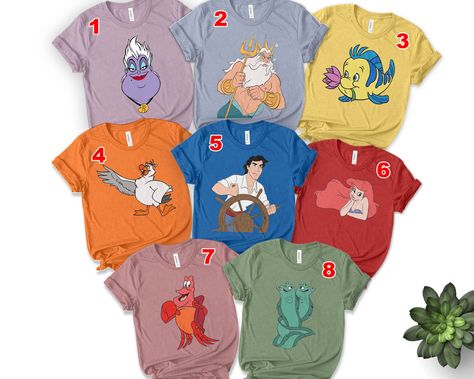 Disney Flounder, Mermaid Squad Shirt, Disney Character Shirts, Little Mermaid Shirt, Little Mermaid Characters, Mermaid Squad, Matching Family Shirt, Princess Shirt, Mermaid Shirt