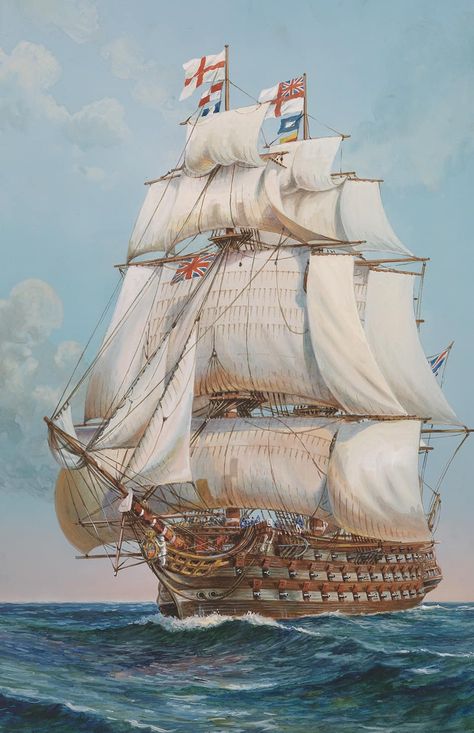 All Things Tall Ships | HMS Victory under full sail… Tall Ships Art, Pirate Ship Art, Navi A Vela, Old Sailing Ships, Cutty Sark, Hms Victory, Ship Of The Line, Maritime Art, Sailing Vessel