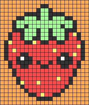 Alpha pattern #57184 | BraceletBook Alpha Patterns Strawberry, Pixel Art Pattern Strawberry, Strawberry Pixel Grid, Fruit Pixel Art, Strawberry Pixel Art, Pixel Art Fruit, Alpha Patterns Easy, Easy Perler Bead Patterns, Melty Bead Patterns