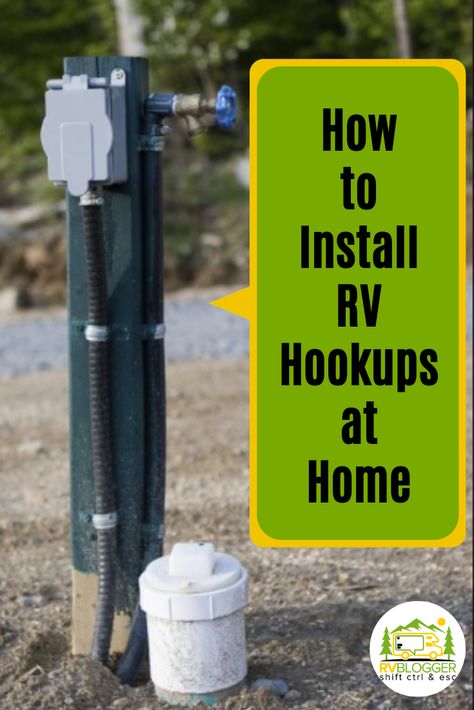 Ever wish you had an RV full hook up system at your home? Whether you plan to live in your RV on private property or need RV maintenance, having RV electrical hook up at home, along with water and sewer is a bonus! Learn how to install an RV full hook up at home. #rvblogger #rvwater #rvelectric #rvsewer #livinginanrv #rvtips #rvbeginner #traveltrailertips #campertips Living In Rv While Building A House, How To Build An Rv Park, Carport Makeover Before And After, Private Campground Ideas, Rv Outdoor Decorating, Rv Hookups, Camper Maintenance, Camper Diy, Rv Camping Tips