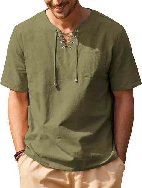 Medieval Shirt, Linen T Shirt, Short Sleeve Linen Shirt, Guayabera Shirt, Polo Shirt Design, Hippie T Shirts, White Linen Shirt, Hippie Shirt, Linen Tshirts