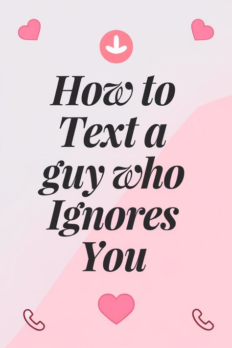 Discover effective ways to communicate with someone who seems to be ignoring you. Find out how to text a guy who ignores you and take control of the situation. Learn practical tips on how to initiate conversations and maintain good communication. Whether it's setting clear boundaries or expressing your feelings openly, these strategies can help you navigate through challenging situations. Improve your communication skills and make a positive impact on your relationships by mastering the art of t Ignoring Someone, Feeling Ignored, Clear Boundaries, Jumping To Conclusions, A Guy Like You, Time To Move On, Meaningful Conversations, Good Communication, Ways To Communicate