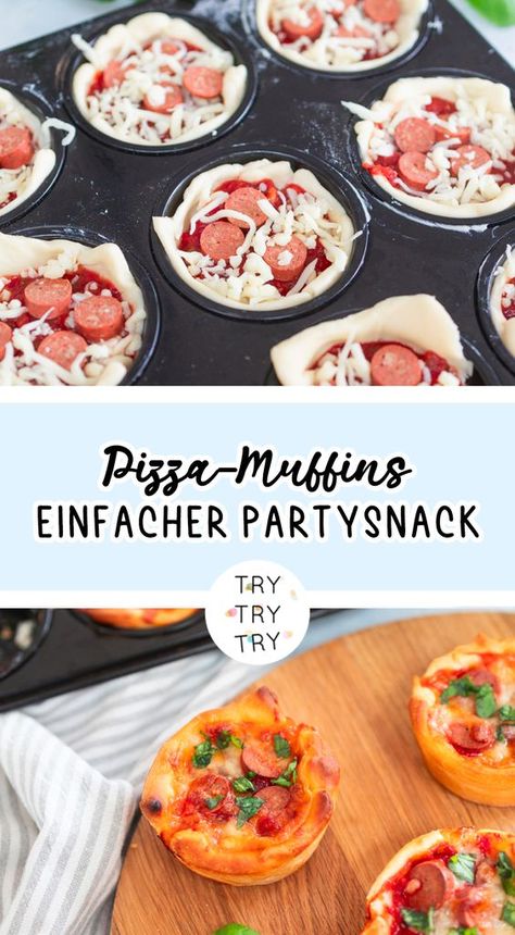 einfach, fertigteig, Fingerfood, food, Kinder, Party, Partyessen, Partyrezept, Partyrezepte, Partysnack, Pizza-Muffins, schnell, Snack, vegetarisch, weltbeste Pizza Snacks For Party, Snacks For Girls Night, Mini Pizzas For Kids, Pizza Finger Food, Snacks Party Ideas, Kids Finger Food, Finger Sandwiches For A Crowd, Fingerfood Party Appetizers, Party Snacks Finger Foods