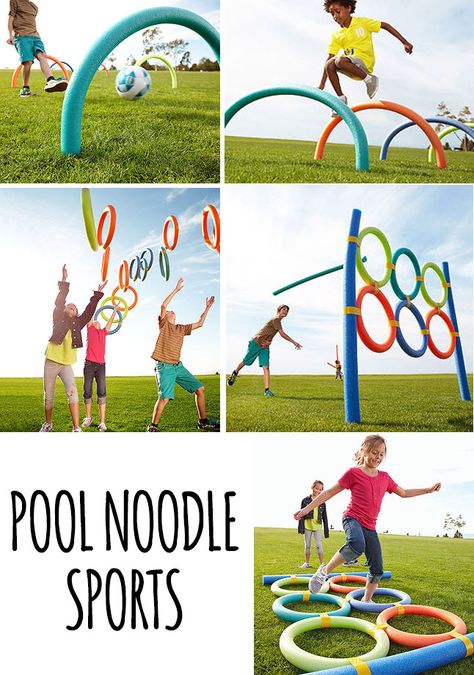 Pool noodles have really been some of our best outdoor toys. Love these ideas. And dollar store carries noodles for .... a dollar! Vbs Obstacle Course, Obstacle Course With Pool Noodles, Diy Outdoor Obstacle Course For Kids, Pool Noodles Activities For Kids, Kid Obstacle Course Ideas, Pool Noodle Obstacle Course Ideas, Kid Obstacle Course, Obstacle Course Ideas For Kids Outdoor, Obstacle Course For Preschoolers