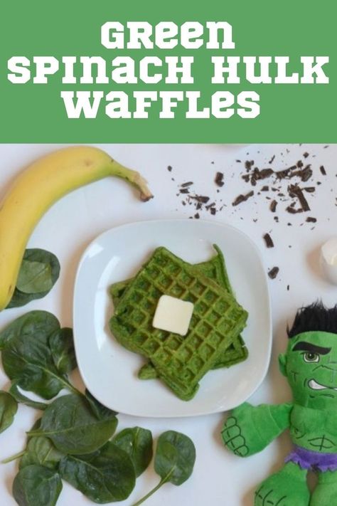 Spinach Waffles for Kids Veggie Waffle Recipe, Spinach Waffles, Kale Waffles, Hulk Pancakes, Broccoli Waffles For Baby, Healthy Toddler Waffle Recipe, Spinach Waffles For Baby, Green Waffles, Blender Waffles