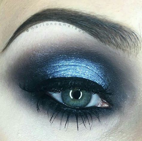 Blue black sparkle smokey eye shadow gothic grunge Sparkle Smokey Eye, Smokey Eye Shadow, Smokey Eyeshadow, Gothic Grunge, Gothic Makeup, Black Sparkle, Blue Eye Makeup, Smokey Eye, Blue And Black